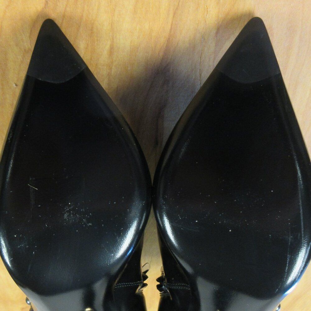 SERGIO ROSSi Black Pearl Pointed Toe High Heeled Ankle Boots Booties Sz 38 Shoes - Picture 14 of 16